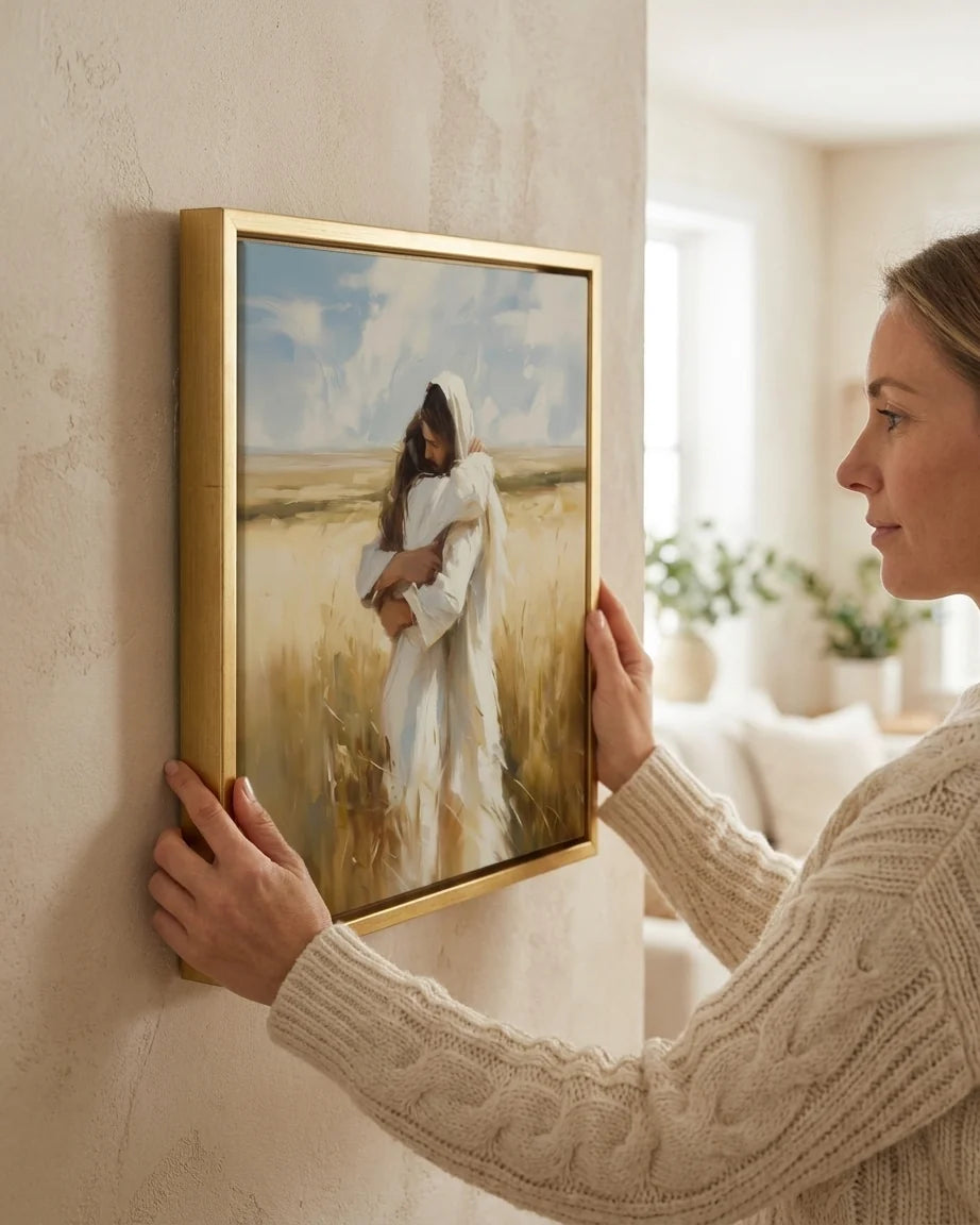 Arms of Mercy canvas being placed in a shared room