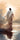 Gabriel Heaton painting of Jesus Christ seen from behind walking into brilliant white light reflected in calm water surrounded by dramatic clouds